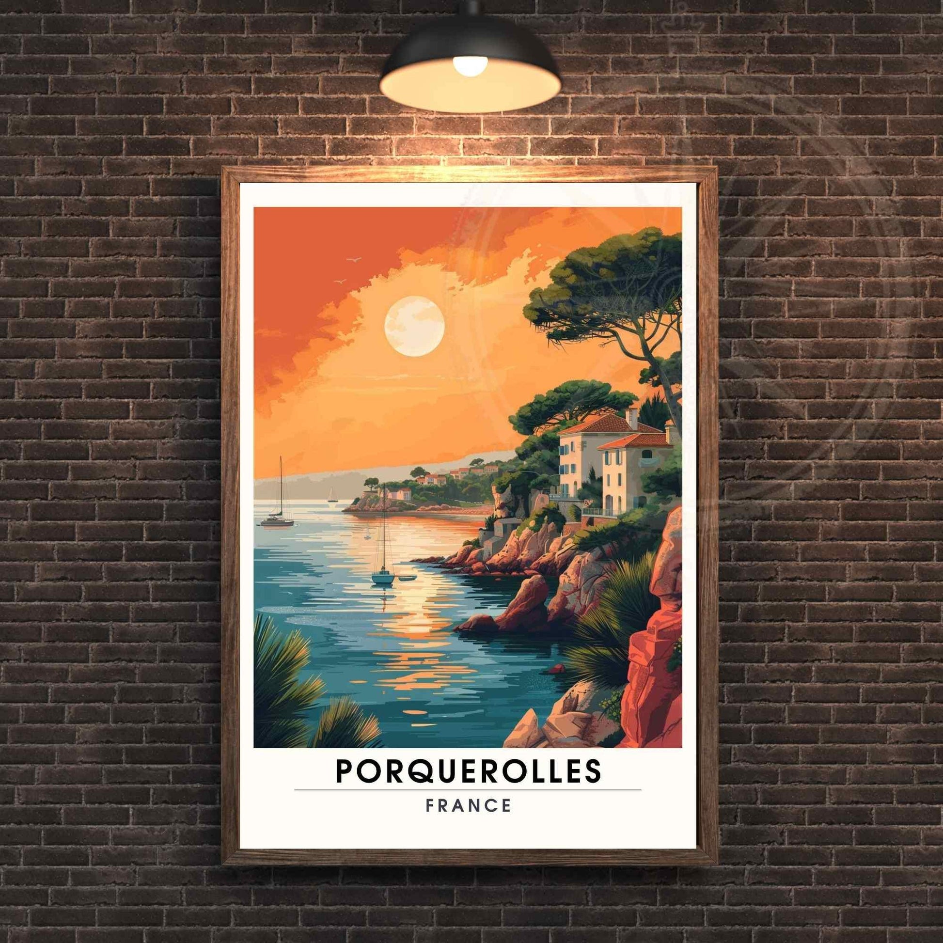 Affiche Île de Porquerolles, France - Impression de voyage Porquerolles au coucher de soleil