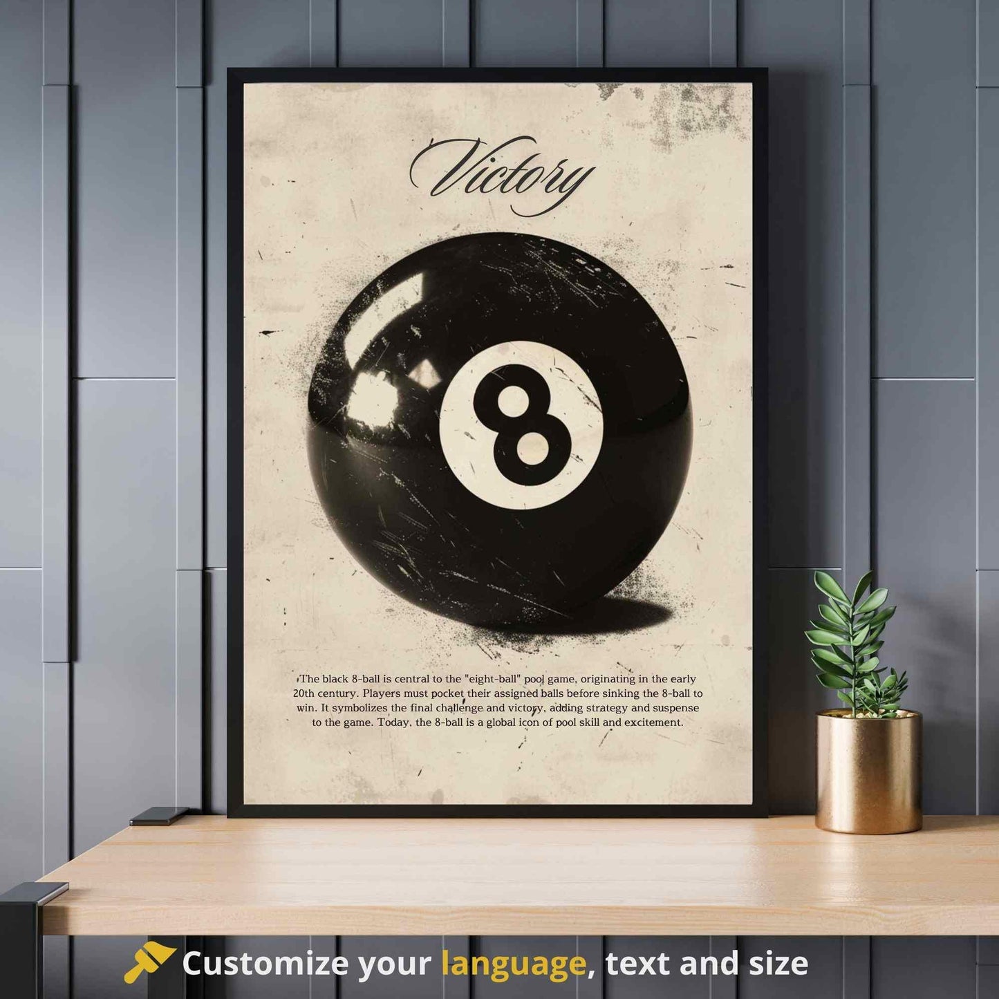 Affiche Billard - Affiche boule noire de billard - Affiche vintage - Victoire