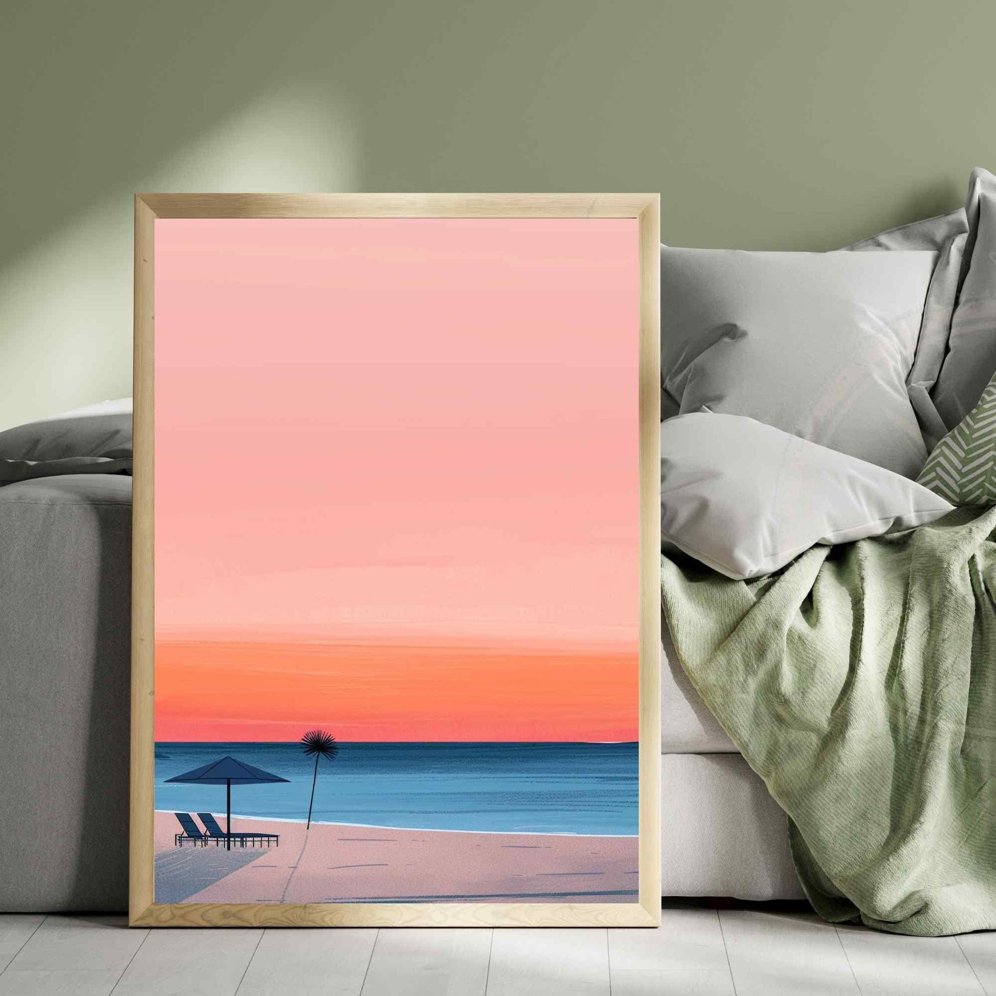 Affiche plage - Affiche Minimaliste plage - Affiche coucher de soleil