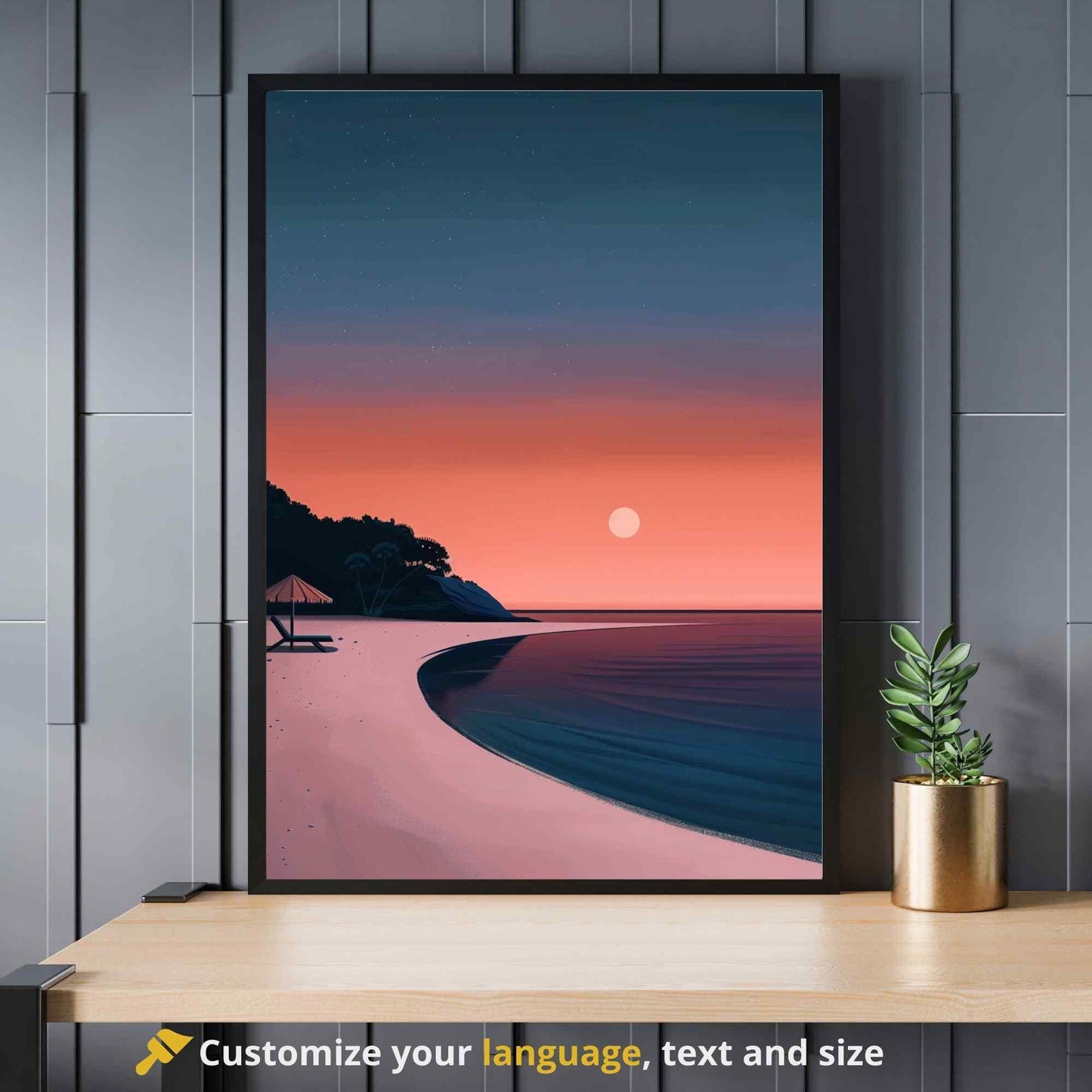 Affiche plage - Affiche Minimaliste plage - Affiche coucher de soleil