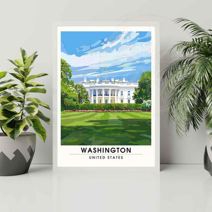 Affiche Washington | Impression Washington, USA - Maison Blanche