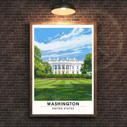 Affiche Washington | Impression Washington, USA - Maison Blanche