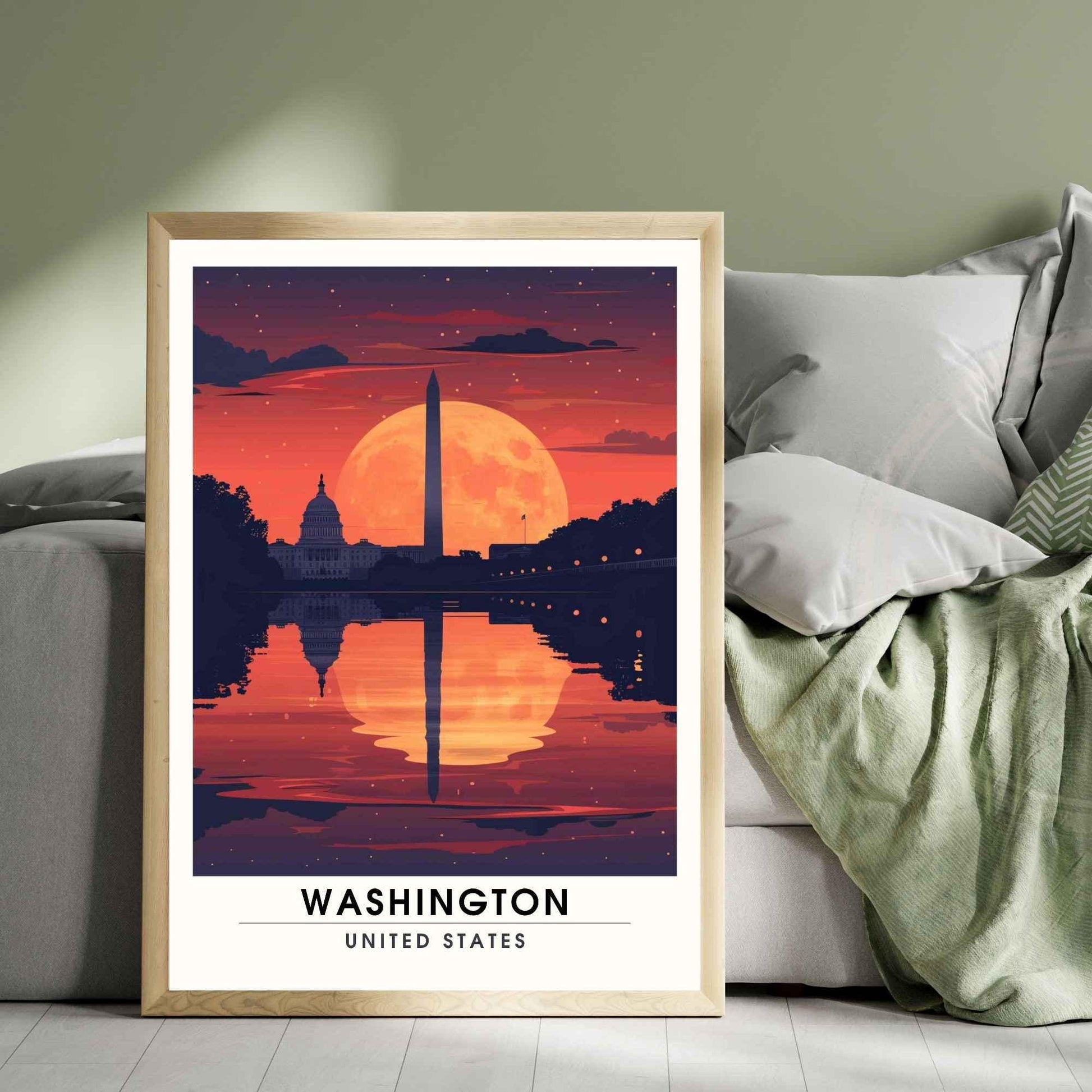 Affiche Washington | Impression Washington au coucher de soleil