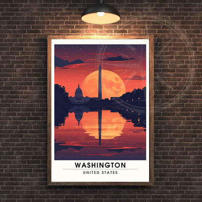 Affiche Washington | Impression Washington au coucher de soleil