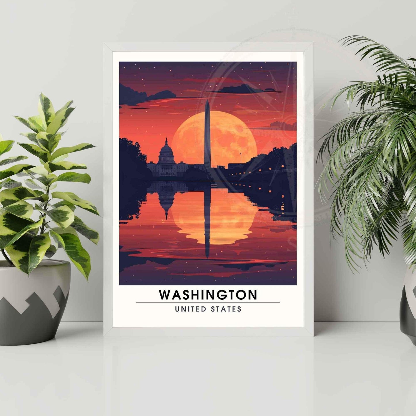 Affiche Washington | Impression Washington au coucher de soleil