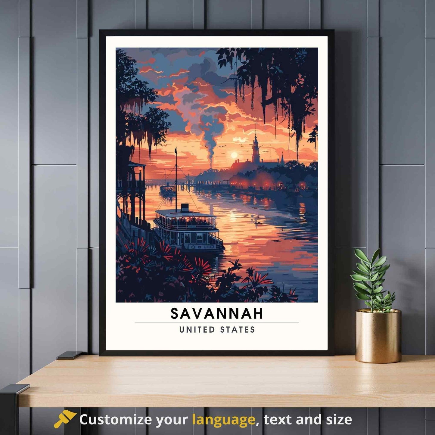 Affiche Savannah, Géorgie| Impression Savannah au coucher de soleil