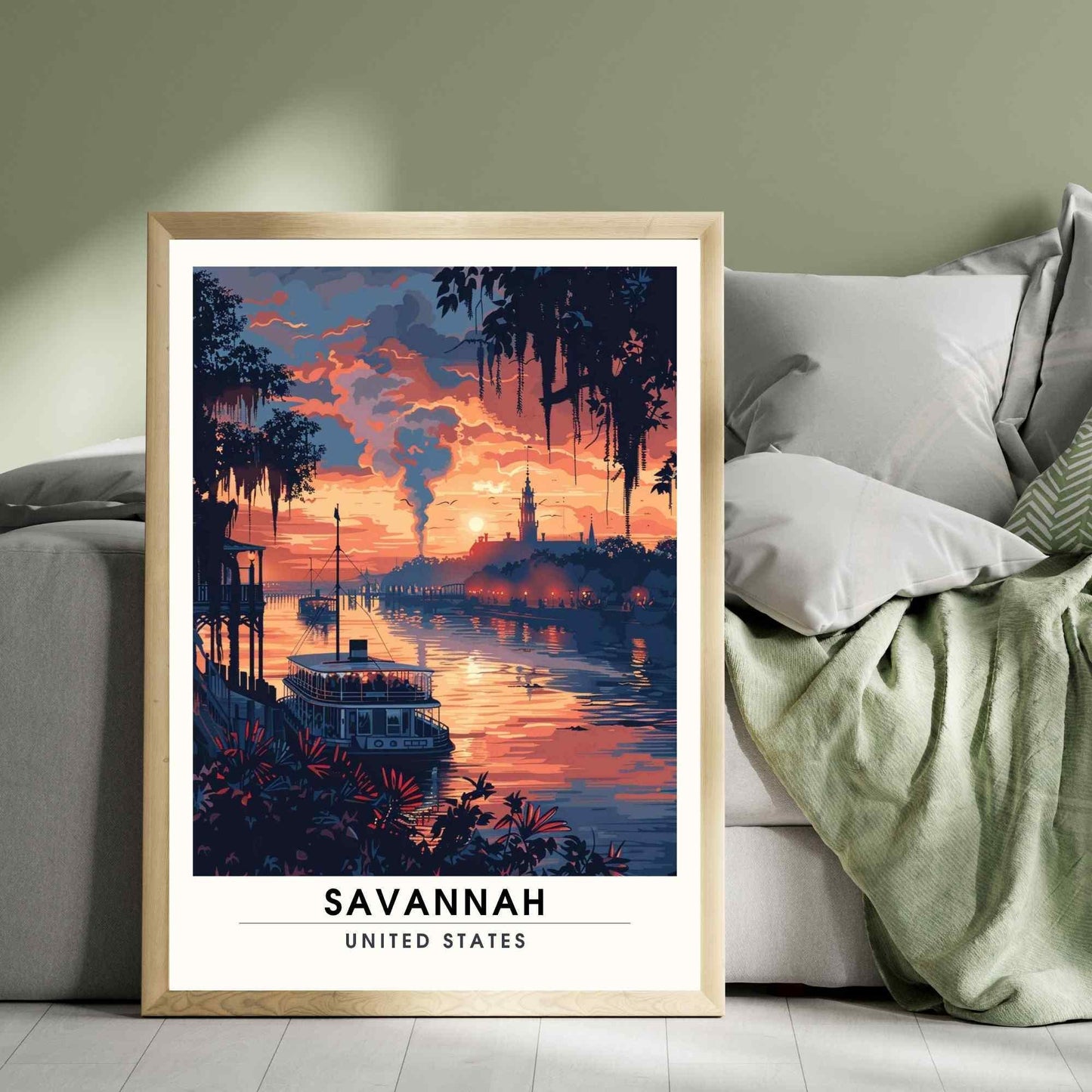 Affiche Savannah, Géorgie| Impression Savannah au coucher de soleil