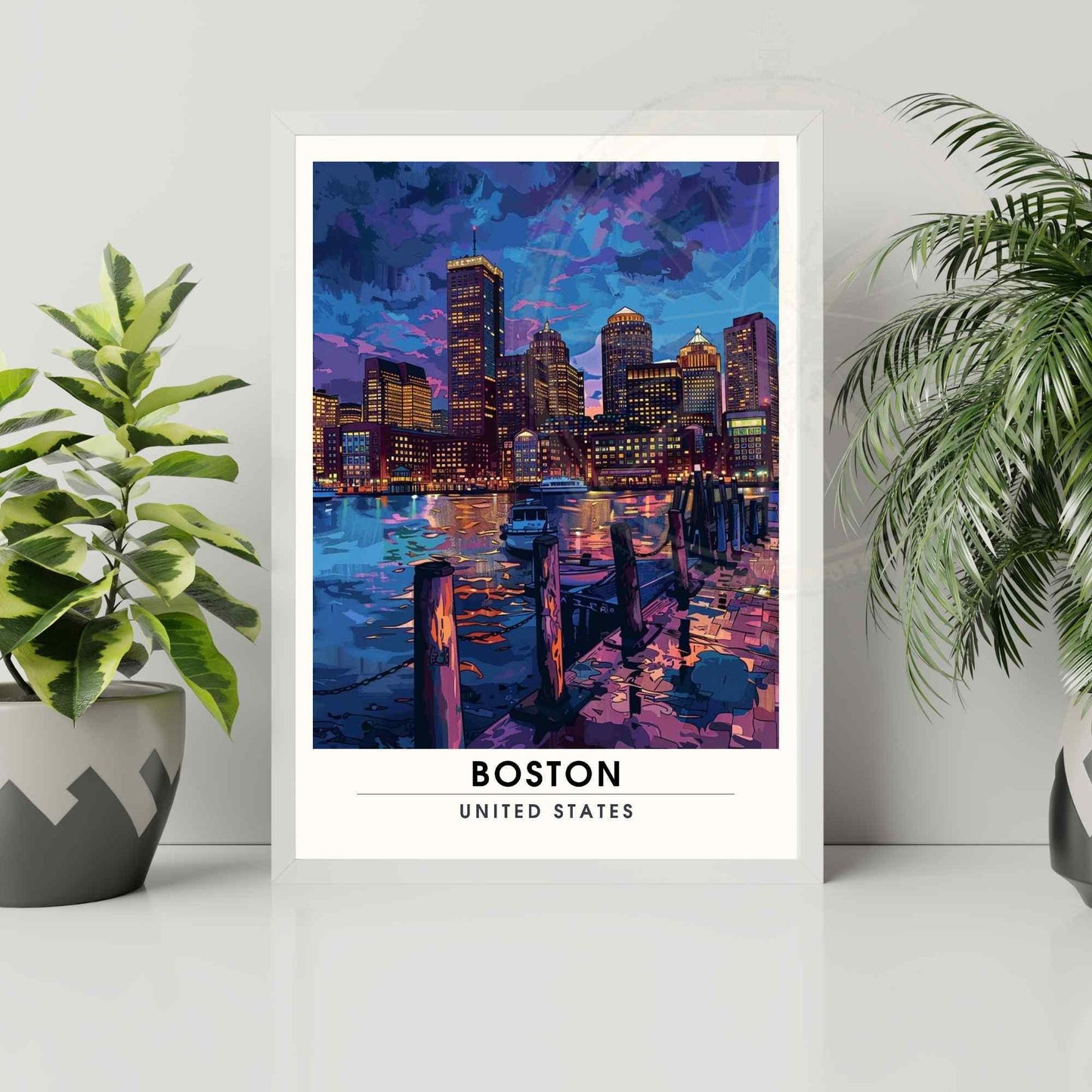 Affiche Boston, Massachusetts | Impression de voyage Boston la nuit