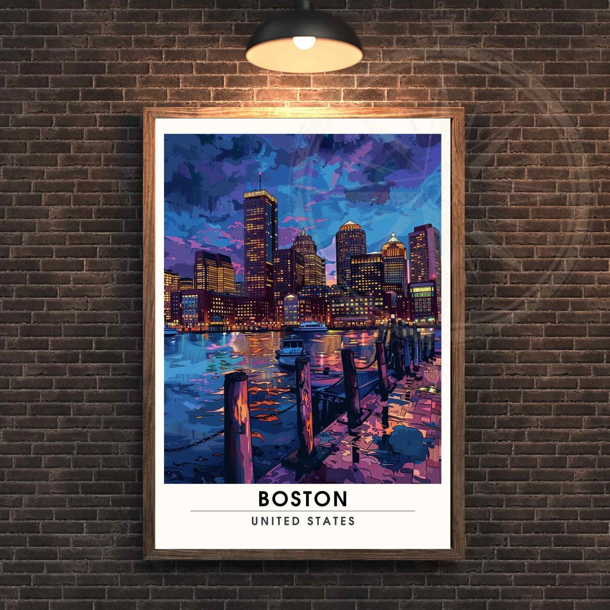 Affiche Boston, Massachusetts | Impression de voyage Boston la nuit