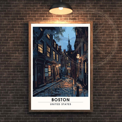 Affiche Boston, Massachusetts | Impression de voyage Boston - Ancienne ville