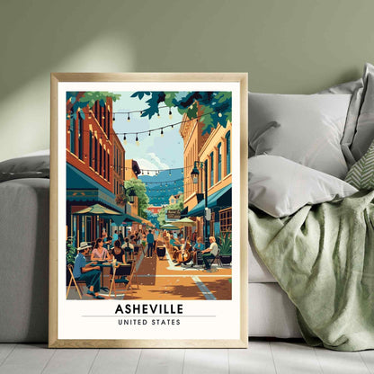 Affiche Asheville, Caroline du Nord | Impression de voyage Asheville - centre ville