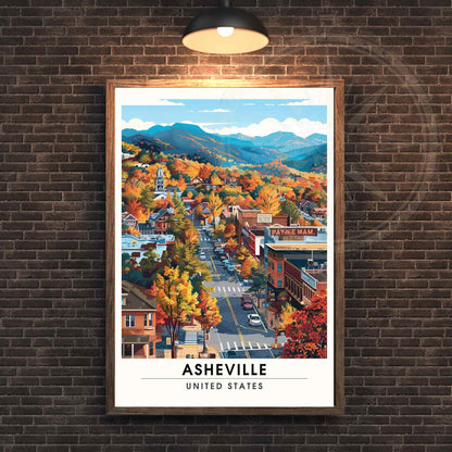 Affiche Asheville, Caroline du Nord | Impression de voyage Asheville