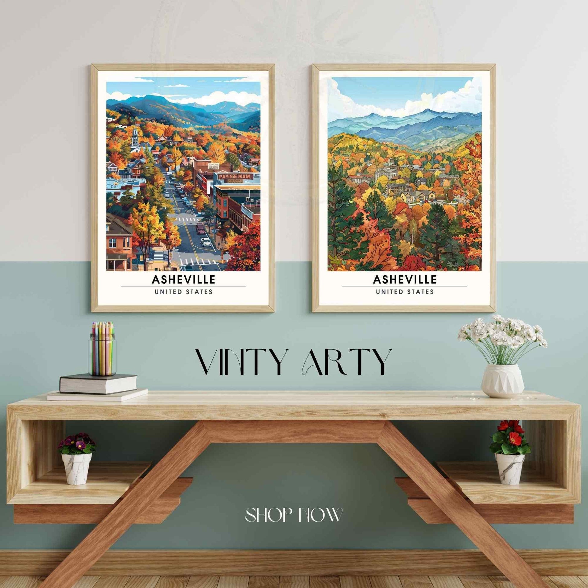 Affiche Asheville, Caroline du Nord | Impression de voyage Asheville