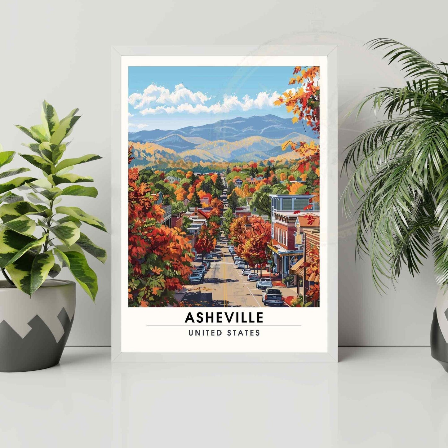 Affiche Asheville, Caroline du Nord | Impression de voyage Asheville