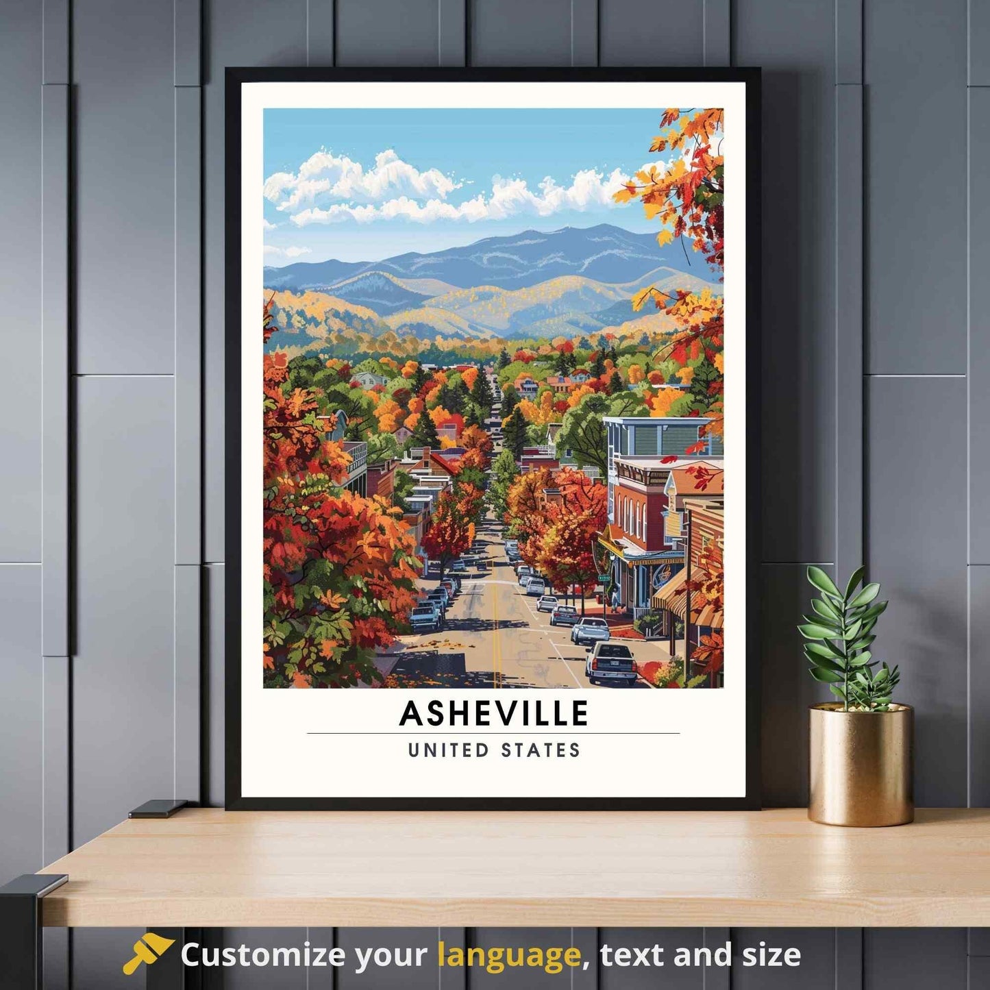 Affiche Asheville, Caroline du Nord | Impression de voyage Asheville