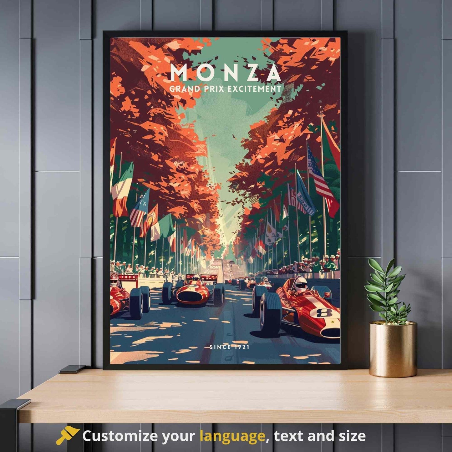 Impression Monza Grand prix | Impression voiture vintage | Affiche Monza, Italie