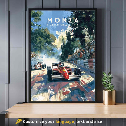 Impression Monza Grand prix | Impression vintage de course automobile | Affiche Monza, Italie