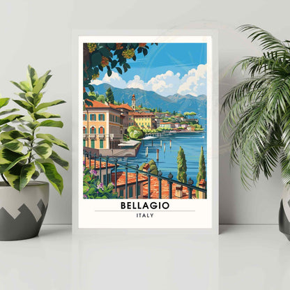 Affiche Bellagio | Impression de voyage Bellagio, italie | Affiche de voyage Lac de Côme