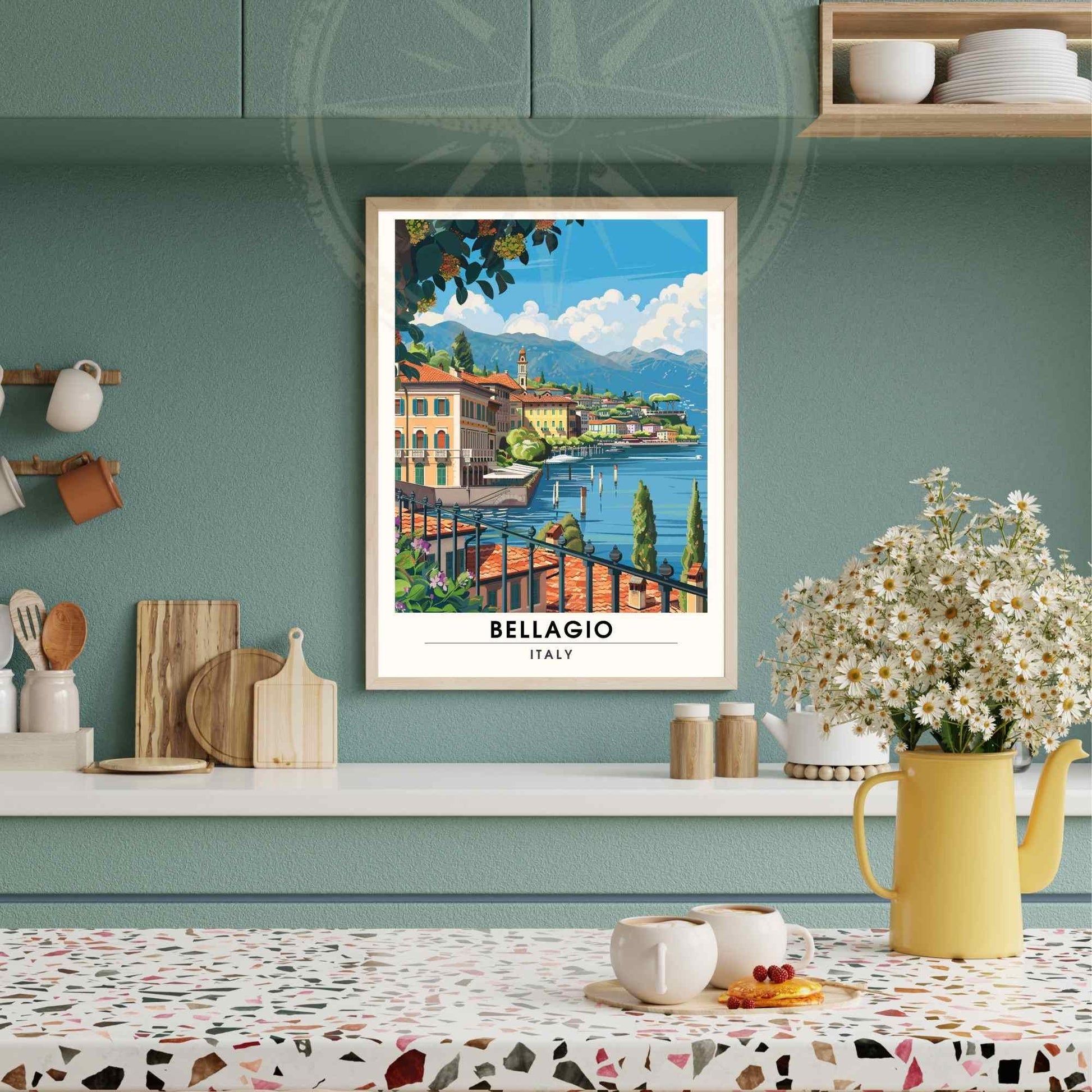 Affiche Bellagio | Impression de voyage Bellagio, italie | Affiche de voyage Lac de Côme