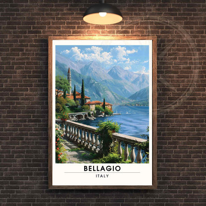 Affiche Bellagio | Impression de voyage Bellagio, italie | Affiche de voyage Lac de Côme