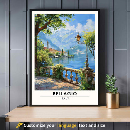 Affiche Bellagio | Impression de voyage Bellagio, Italie | Lac de Côme