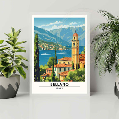 Affiche Bellano | Impression Bellano, Italie | Affiche Lac de Côme - vue sur l'église