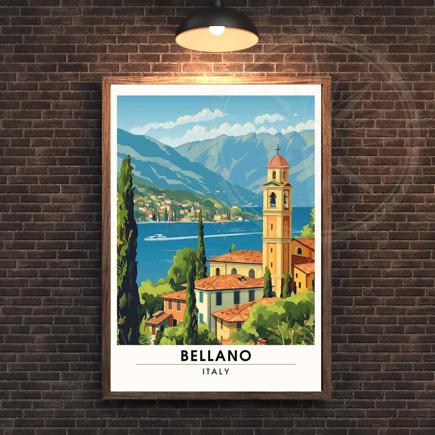 Affiche Bellano | Impression Bellano, Italie | Affiche Lac de Côme - vue sur l'église