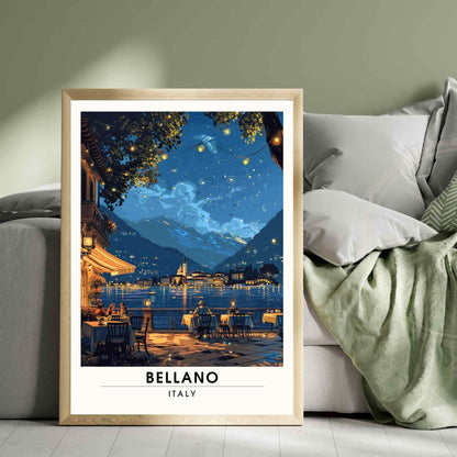 Affiche Bellano | Impression Bellano, Italie | Affiche Lac de Côme la nuit