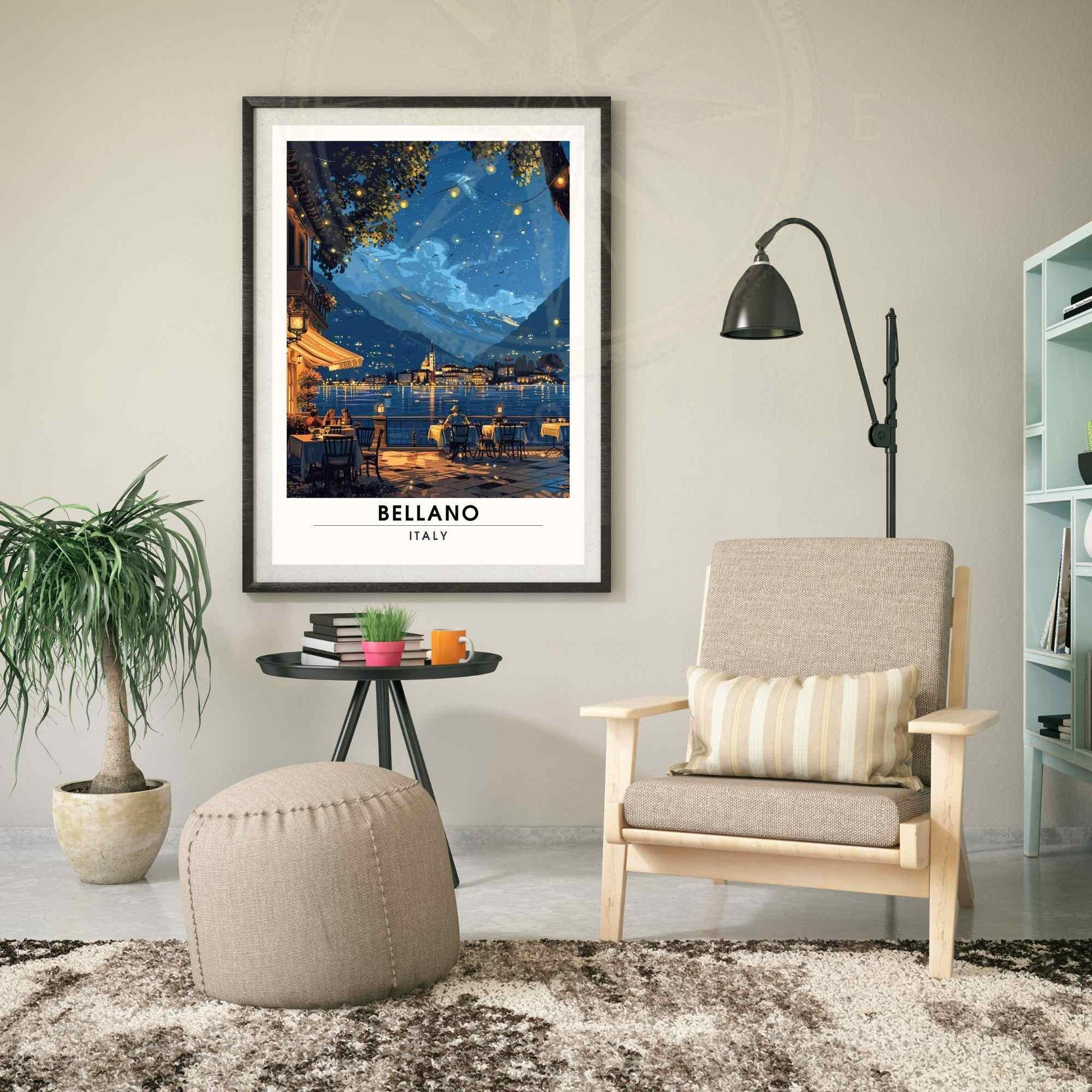 Affiche Bellano | Impression Bellano, Italie | Affiche Lac de Côme la nuit