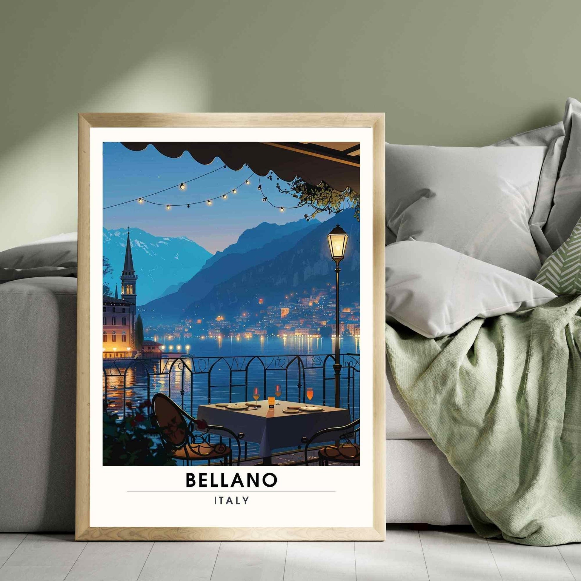 Affiche Bellano | Impression Bellano, Italie | Lac de Côme la nuit