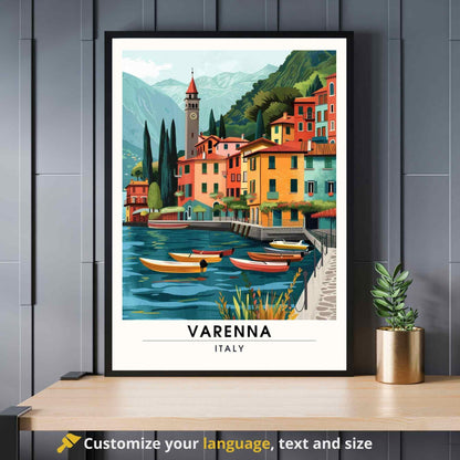 Affiche Varenna | Impression de voyage Varenna, Italie | Affiche de voyage Lac de Côme