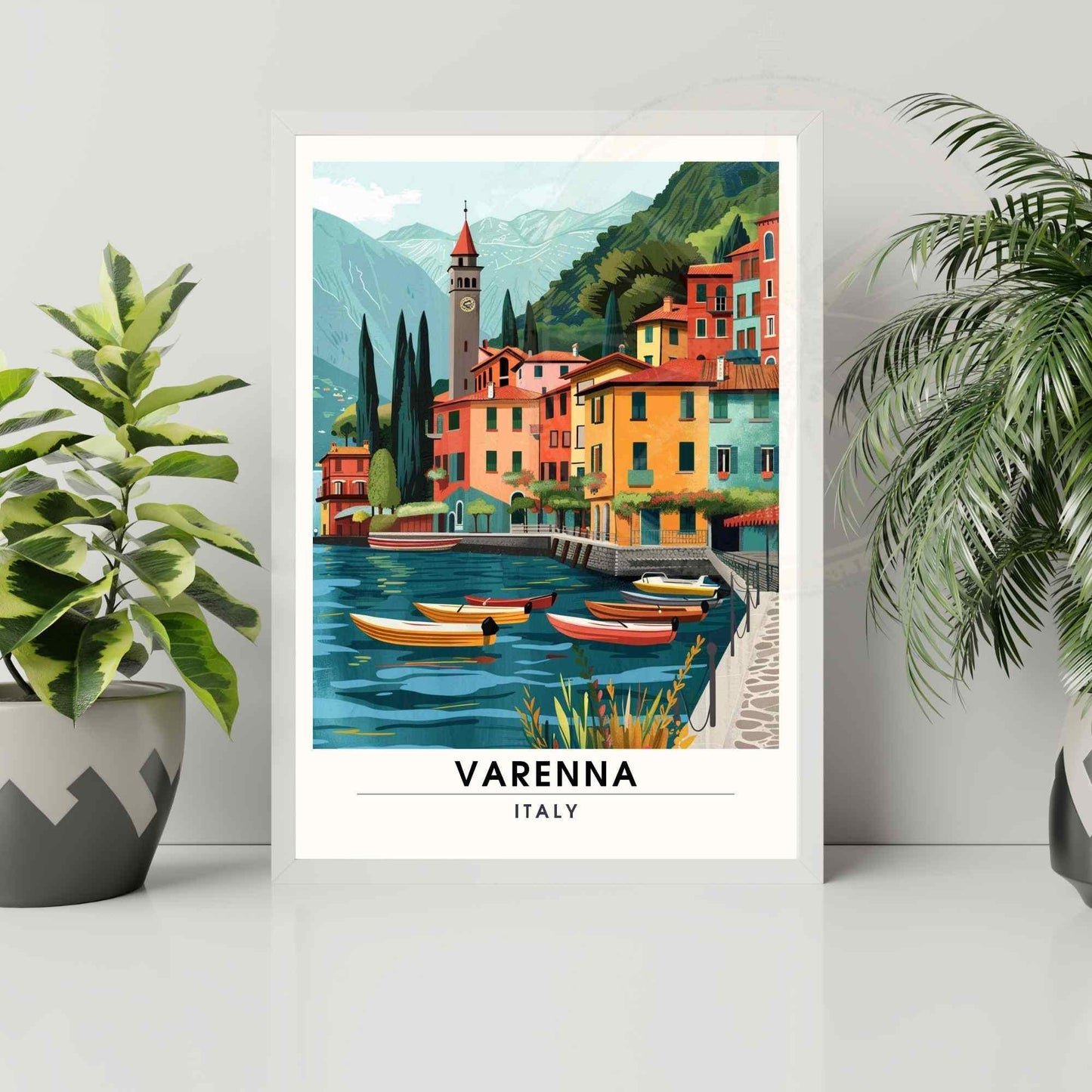 Affiche Varenna | Impression de voyage Varenna, Italie | Affiche de voyage Lac de Côme