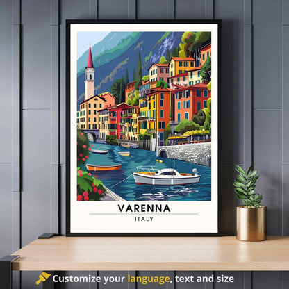 Affiche Varenna | Impression Varenna, Italie | Affiche de voyage Lac de Côme