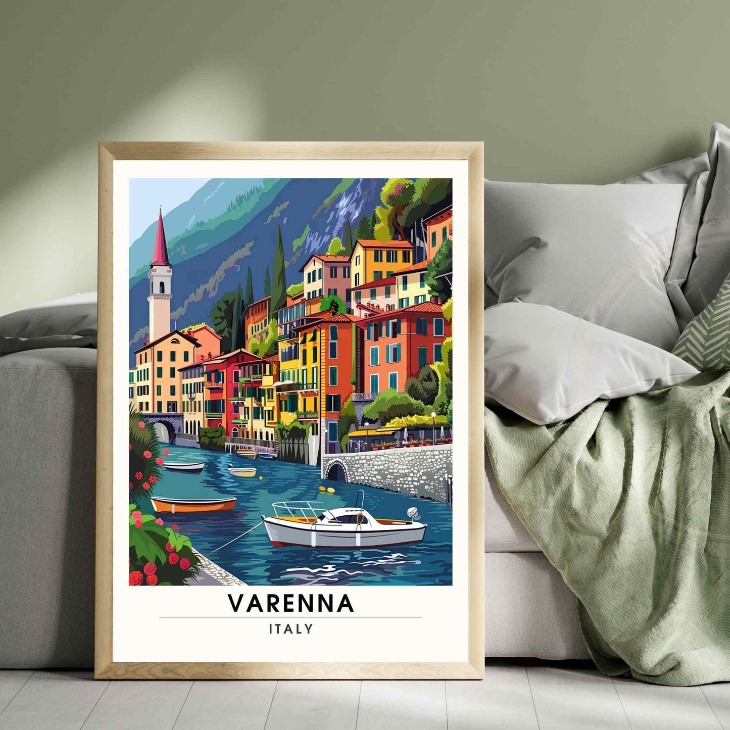 Affiche Varenna | Impression Varenna, Italie | Affiche de voyage Lac de Côme