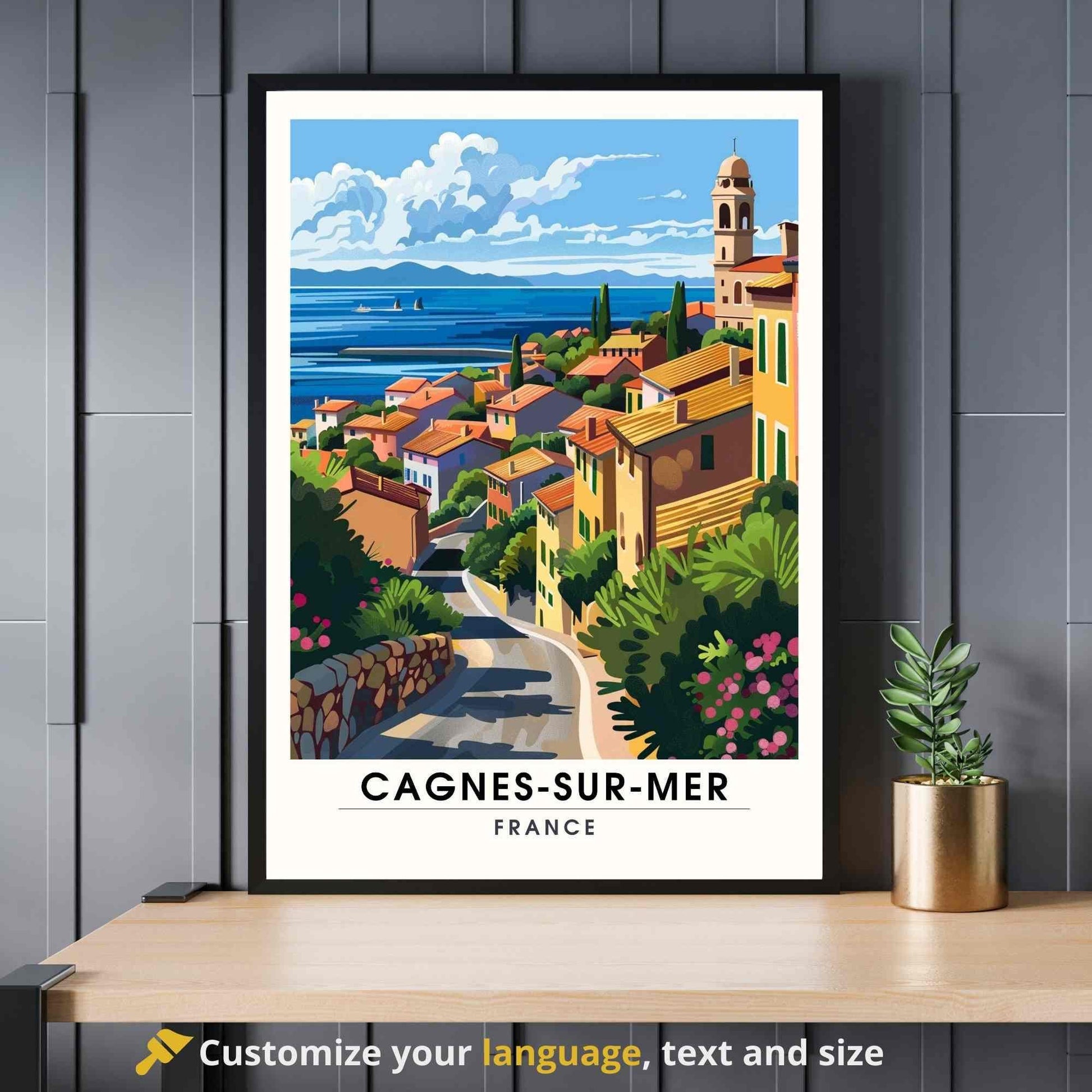 Affiche Cagnes-sur-Mer, France - Impression Cagnes-sur-Mer - Affiche de voyage Côte d'Azur