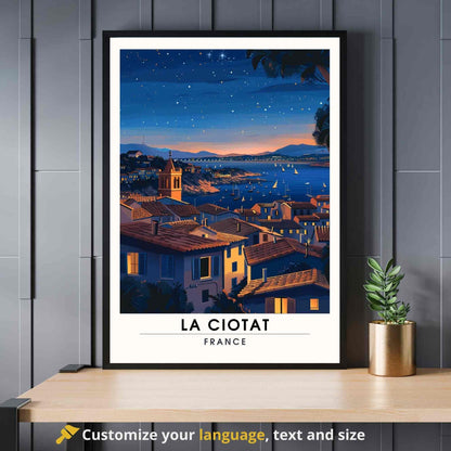 Affiche La Ciotat , France - Impression La Ciotat la nuit - Côte d'Azur