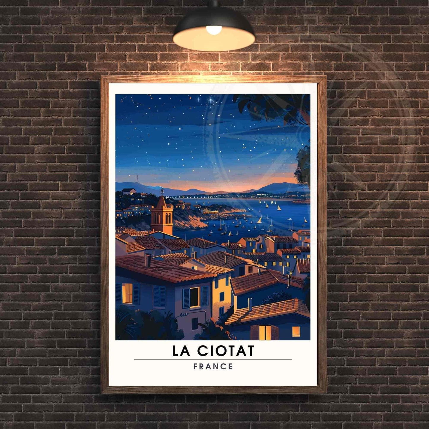 Affiche La Ciotat , France - Impression La Ciotat la nuit - Côte d'Azur