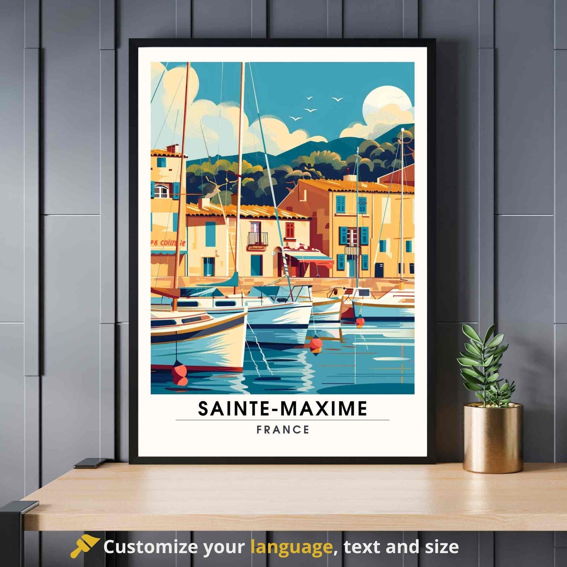 Affiche de voyage Sainte-Maxime, France - Impression Sainte-Maxime - affiche Côte d'Azur