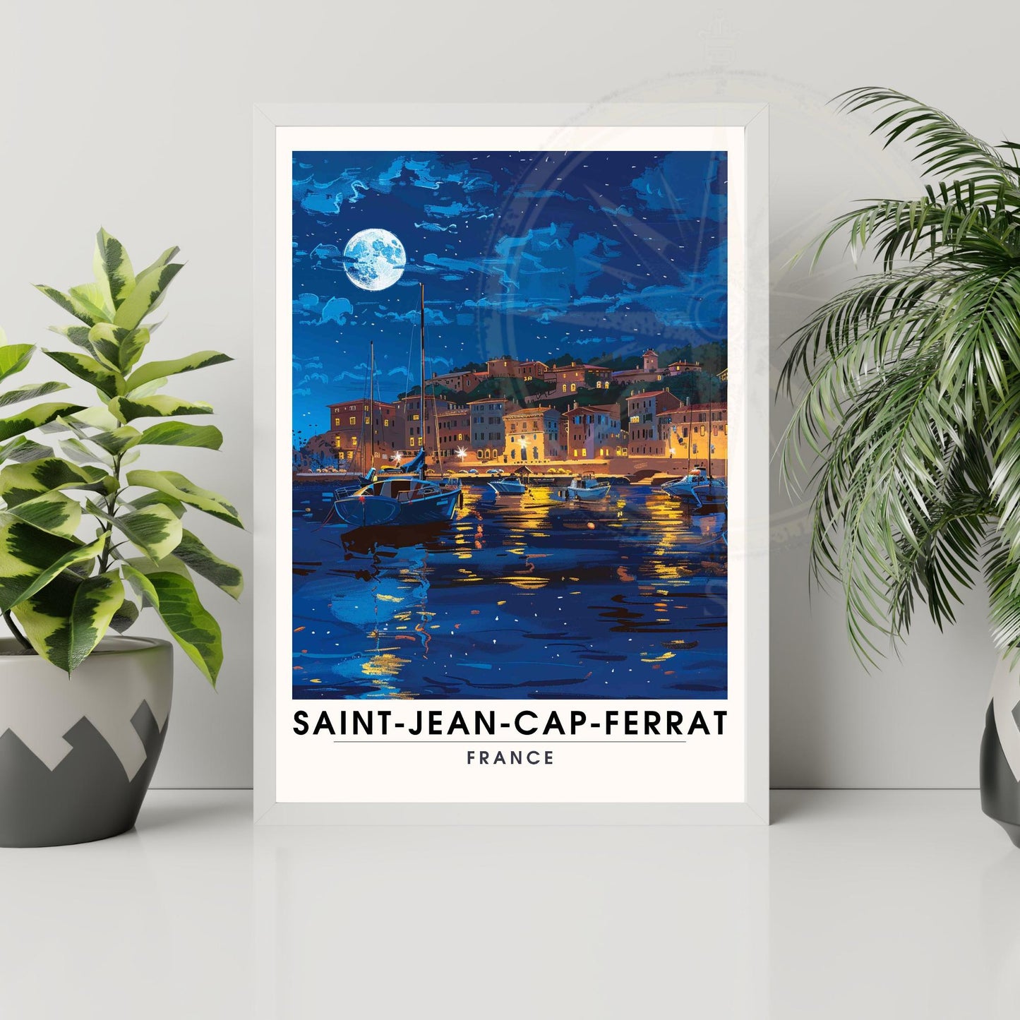 Affiche de voyage Saint-Jean-Cap-Ferrat, France - Impression Saint-Jean-Cap-Ferrat la nuit