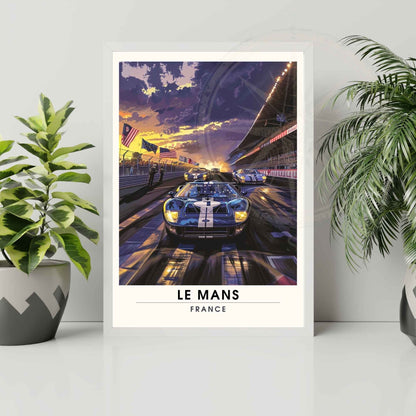 Affiche le Mans | Impression de voyage | Affiche Vintage | Le Mans la nuit