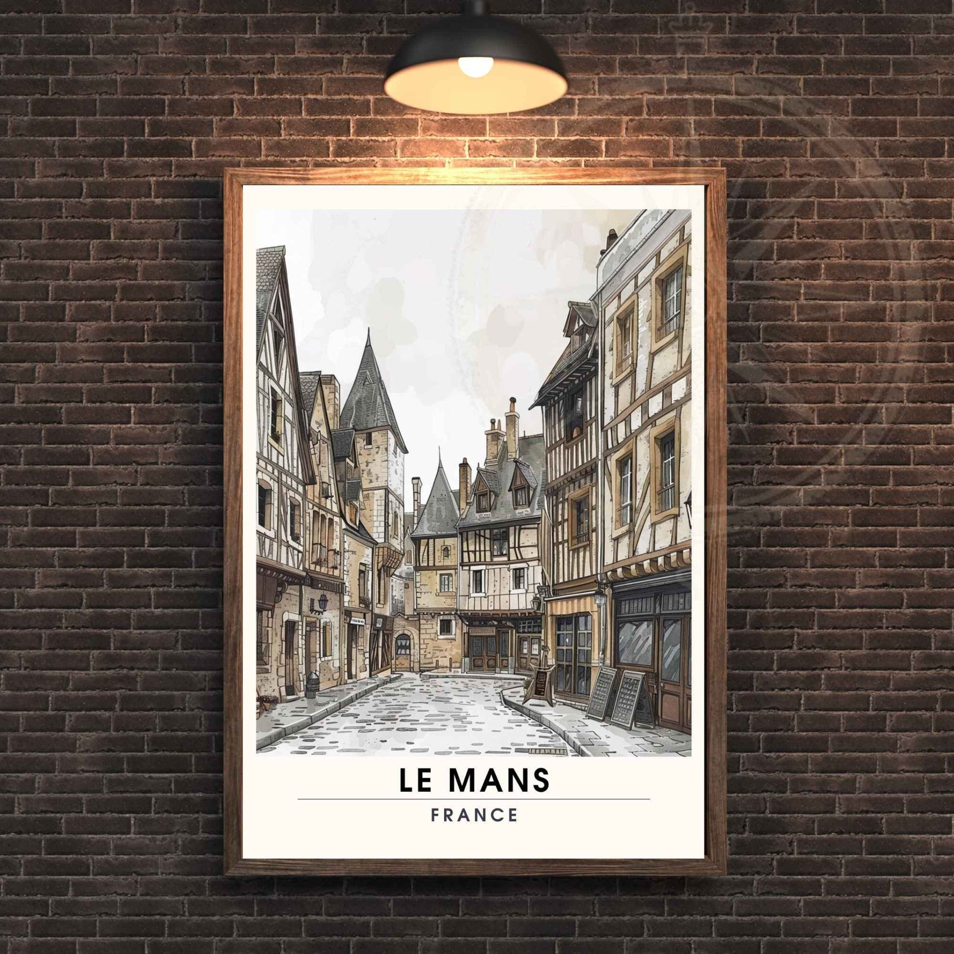 Affiche le Mans | Impression de voyage le mans | Ancienne ville du Mans