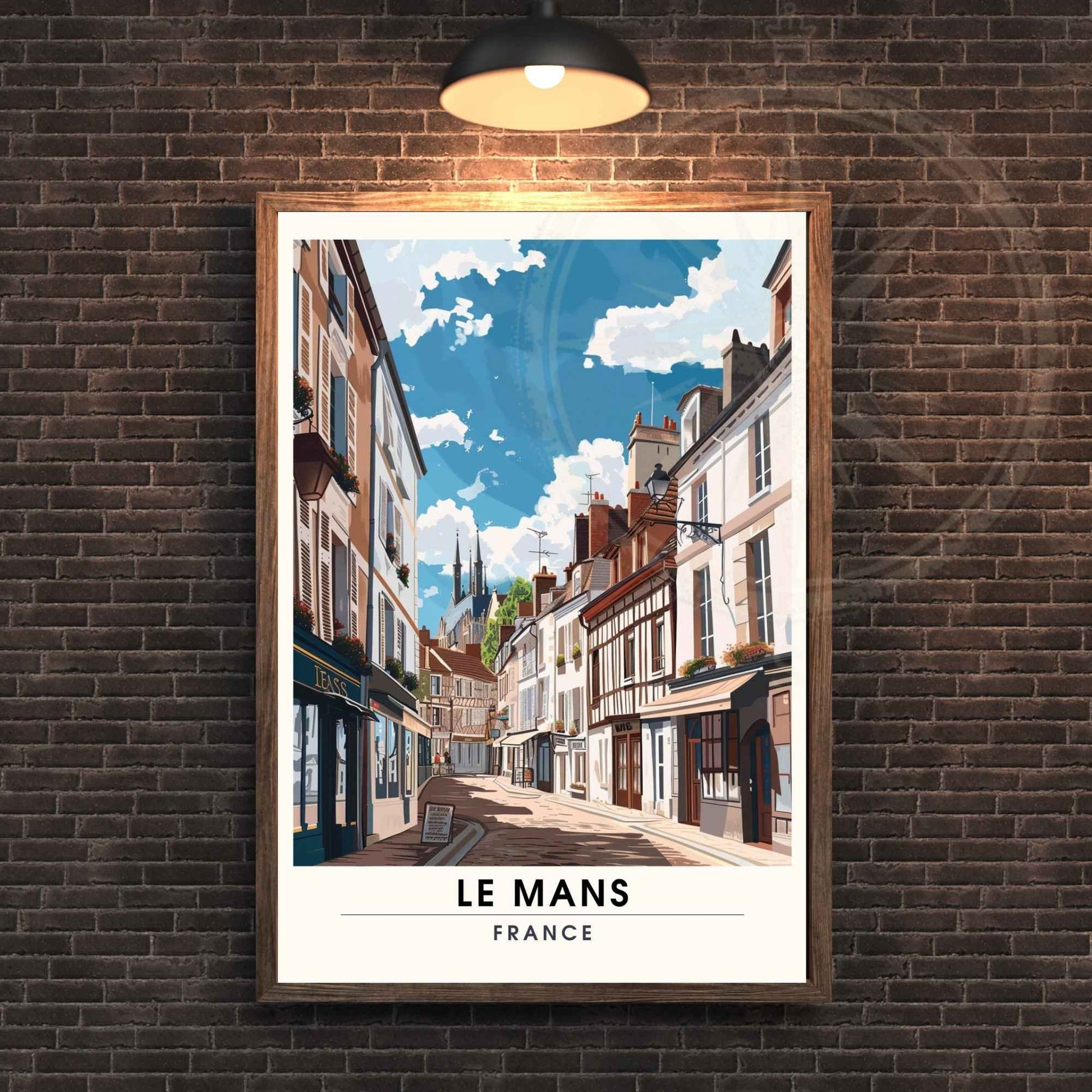 Affiche le Mans | Impression de voyage le mans | Centre ville historique du Mans