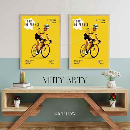 Affiche tour de France 2024 - Impression Vélo