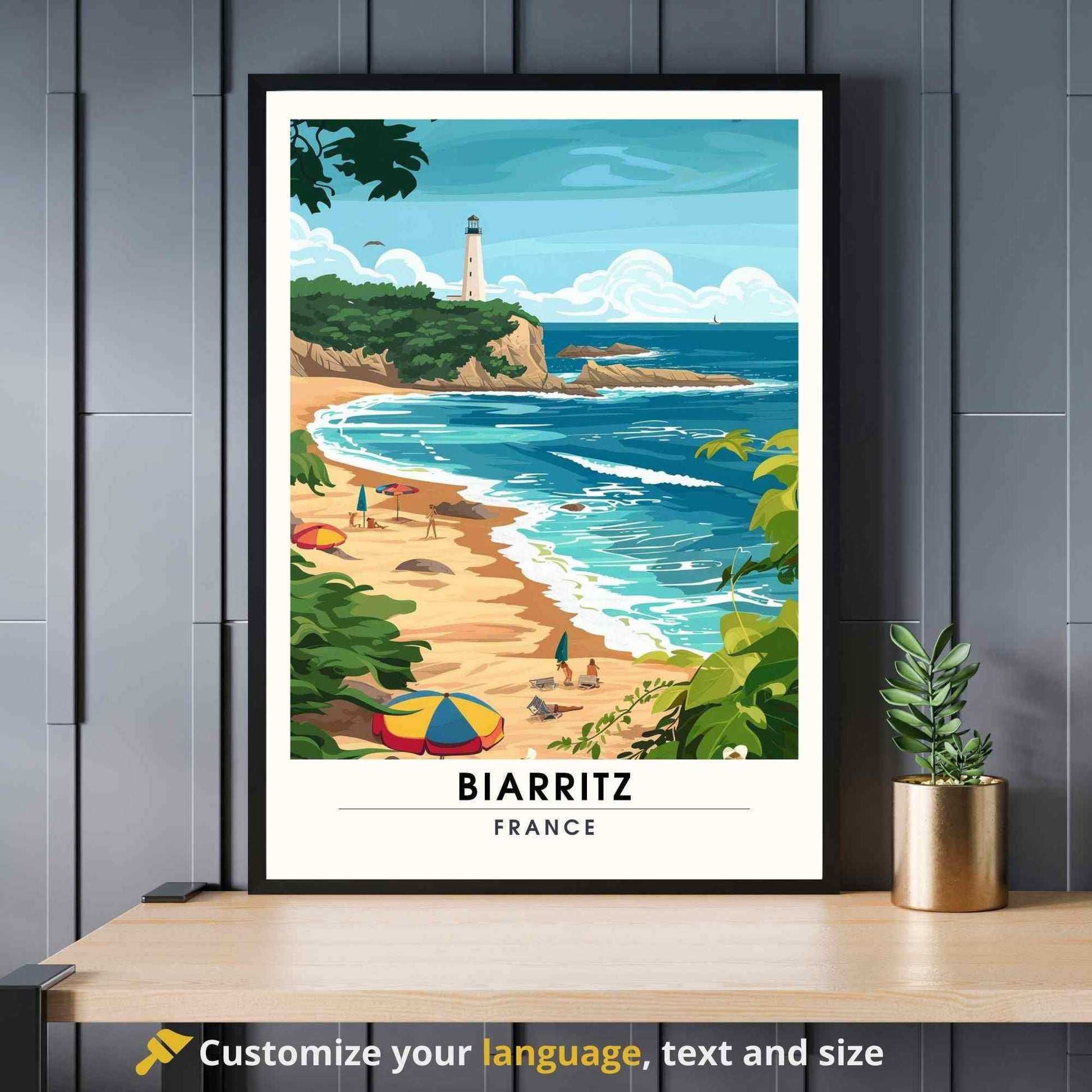 Affiche Biarritz - impression de voyage Biarritz, France - Vue sur le phare de Biarritz