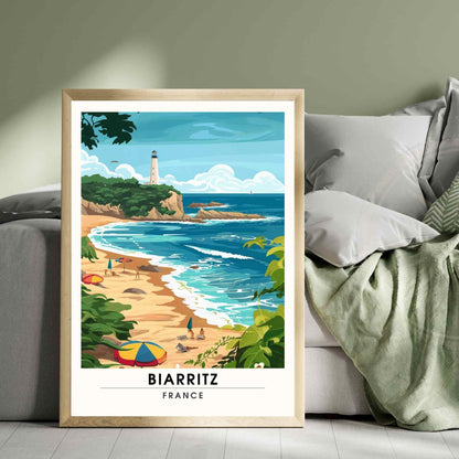 Affiche Biarritz - impression de voyage Biarritz, France - Vue sur le phare de Biarritz