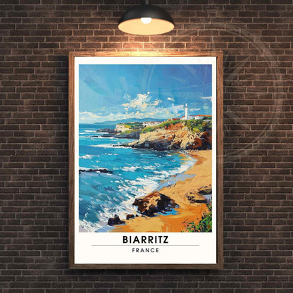 Affiche Biarritz - impression de voyage Biarritz, France - Plage de Biarritz