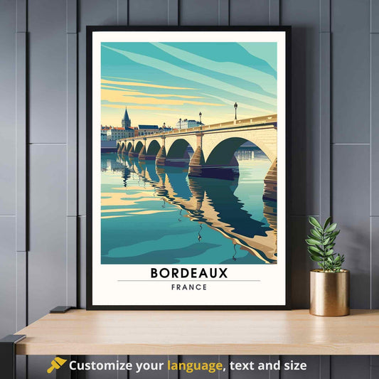 Affiche Bordeaux | Impression de voyage Bordeaux | Pont de Pierre