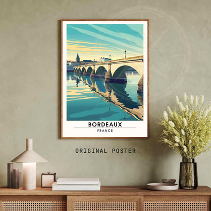 Affiche Bordeaux | Impression de voyage Bordeaux | Pont de Pierre