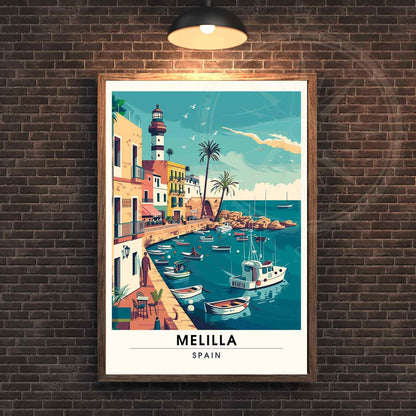 Affiche Melilla, Espagne | Affiche e voyage Melilla | Vue sur le port de Melilla