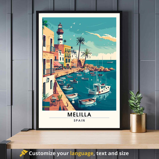 Affiche Melilla, Espagne | Affiche e voyage Melilla | Vue sur le port de Melilla